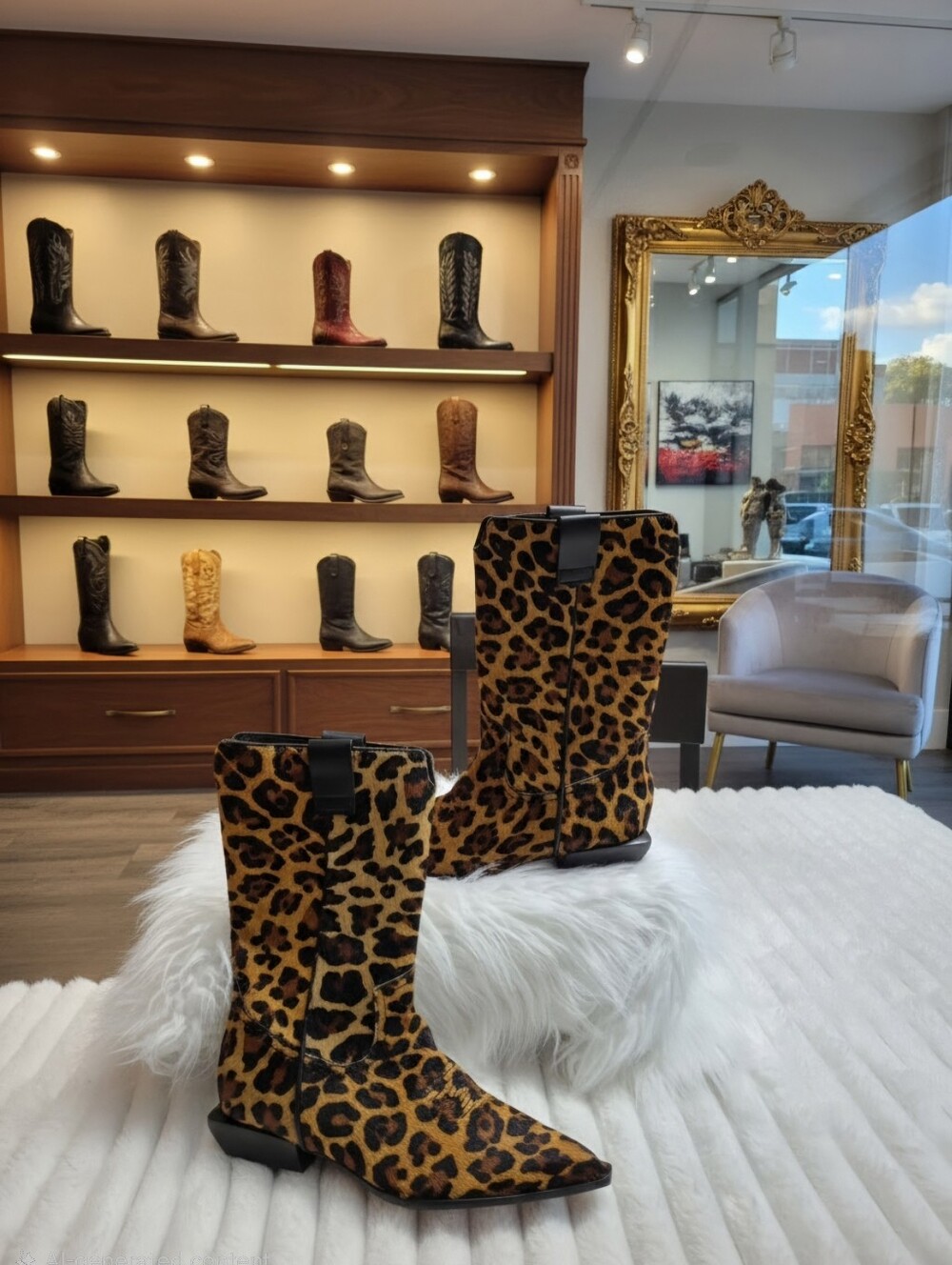 SCHUTZ WESTERN JAGUAR PRINT LEATHER BOOTIES BOOTS WOMEN'S SZ 5.5 $495